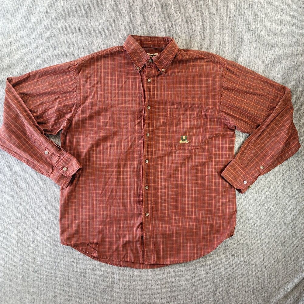 Vintage Wrangler Riata Distressed Western Shirt Men's Size XL Brick Red Plaid